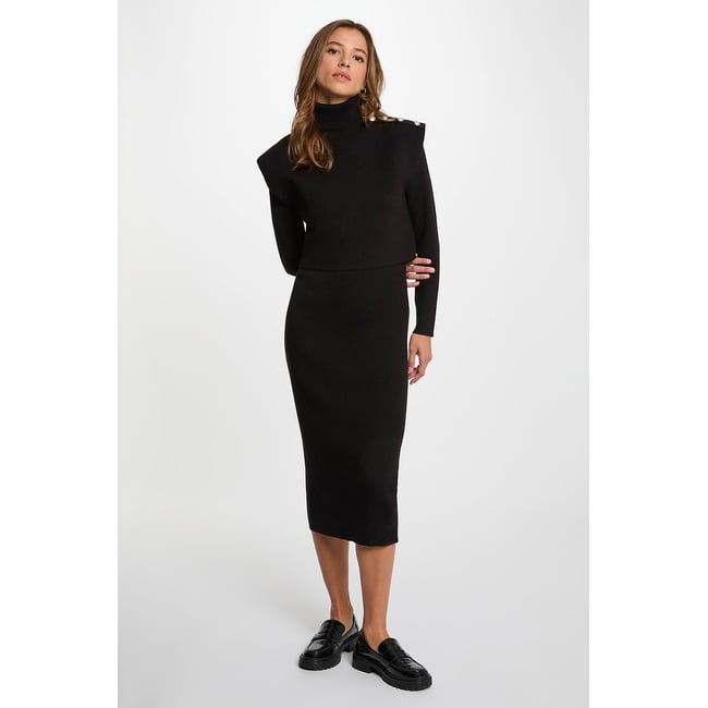 Robe tricot deux en un noir <span itemprop=
