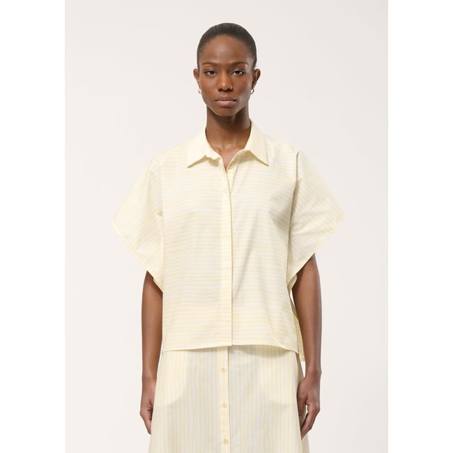 Chemise oversize à rayures colza <span itemprop=