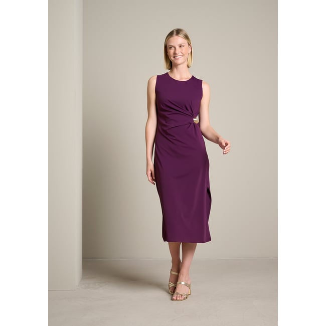 Robe midi drapée avec bijou - LOLALIZA