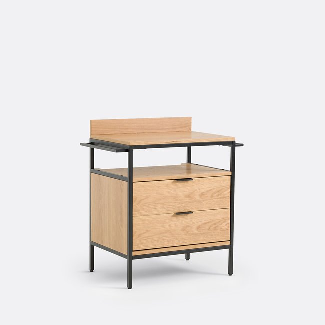 Mueble bajo el lavabo con 2 cajones, Volga natural/negro <span itemprop=