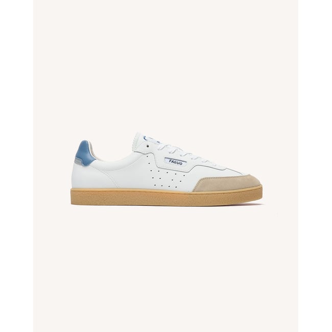 Baskets basses cuir suede LUMBO bleu ciel <span itemprop=