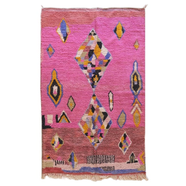 Tapis berbère en laine Boujad 196 x 312 cm Couleur rose poudrée <span itemprop=