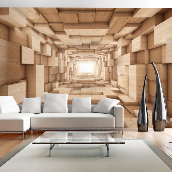 Papier peint intissé panoramique Abstractions Upwards... Couleur beige <span itemprop=