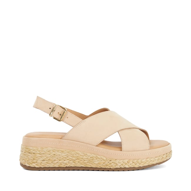Sandales à plateformes en raphia - KIYA blush-nubuck <span itemprop=