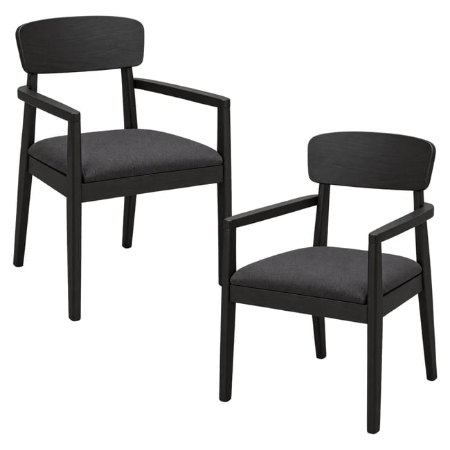 Chaise à accoudoirs en bois, assise tissu (lot de 2) ORBE - PIER IMPORT