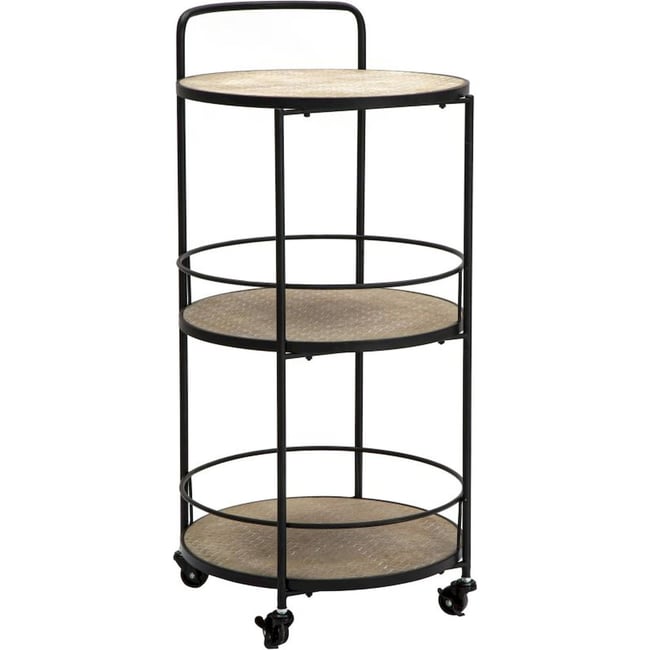 Desserte ronde industrielle à roulettes INDUSTRIAL Couleur noir et brun <span itemprop=