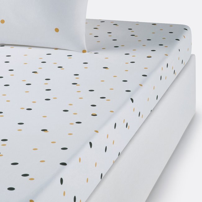 Drap housse coton, Perfect Night blanc/noir/or <span itemprop=