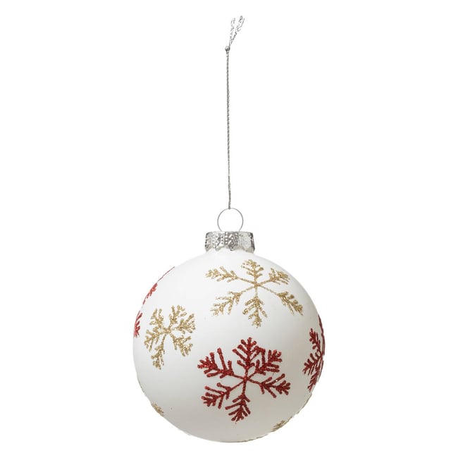 Boule de Noël en Verre 80 mm Flocon 3 Assortiment Couleur rouge/doré <span itemprop=