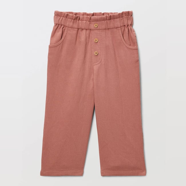 Pantalon taille élastique uni en gaze de coton BIO GOTS ronsard <span itemprop=