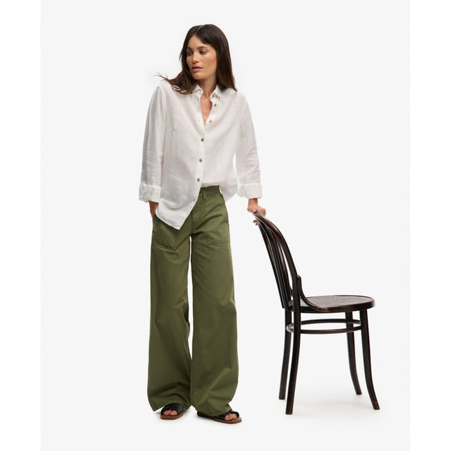 Pantalon Cargo Ample vert olive kaki <span itemprop=