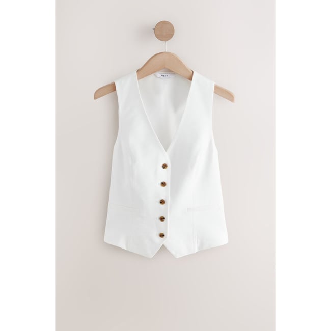 Gilet de costume col v boutonné blanc <span itemprop=