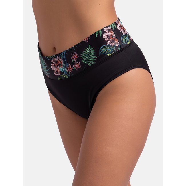 Bikini-Unterteil Mandika mit Umschlag schwarz, geblümt <span itemprop=