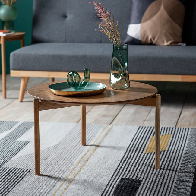 Hajipur Round Oak Coffee Table, natural oak, SO'HOME