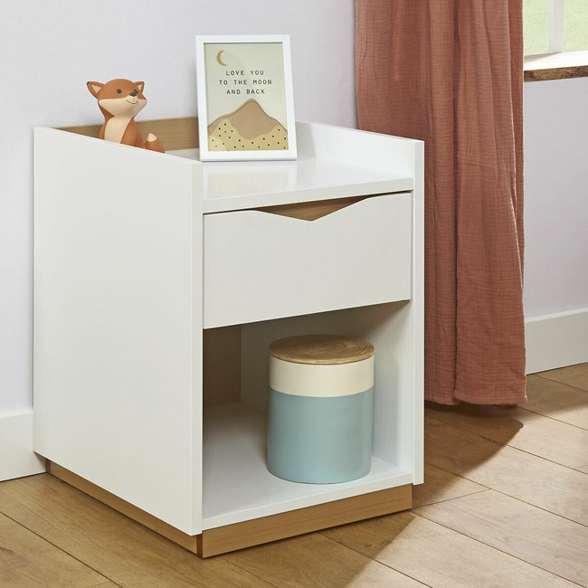 Chevet enfant avec tiroir NAIS Couleur blanc <span itemprop=
