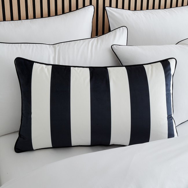 Monochrome Velvet Stripe 40x70cm Filled Cushion, black/white, STYLE SISTERS