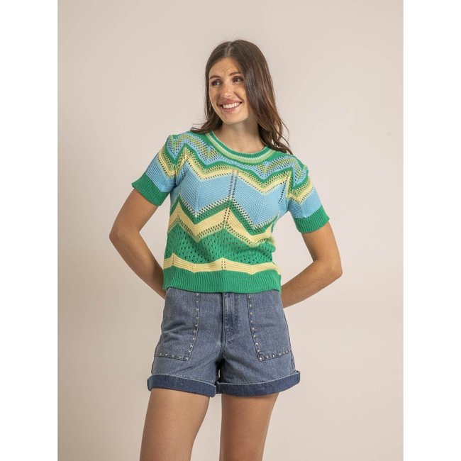 Maillot léger manches courtes Peppermint Signature Femme Bleu Mer à Points