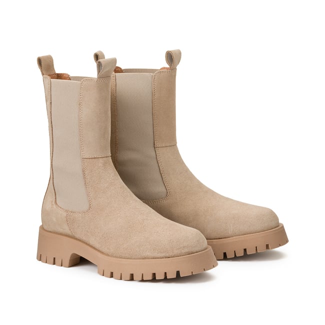 Botas em pele, Ridle bege <span itemprop=