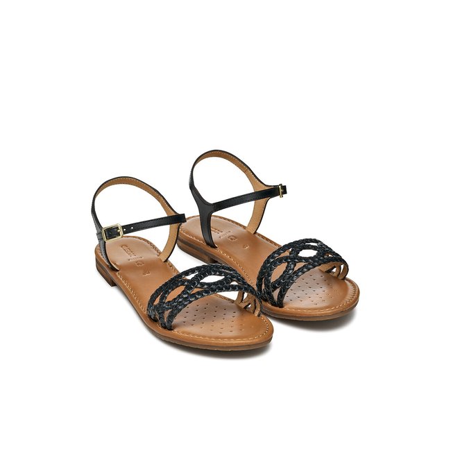 Flat Sandals in Sozy Leather, black, GEOX