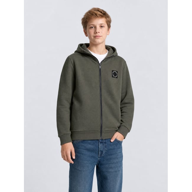 Sweat à capuche zippé ironland gris beluga <span itemprop=