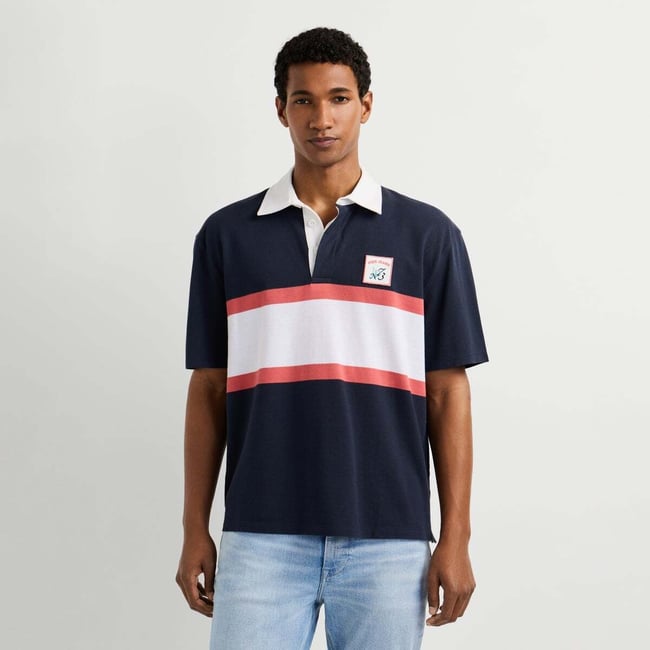 Polo Piqué Fit Casual bleu mer profonde <span itemprop=