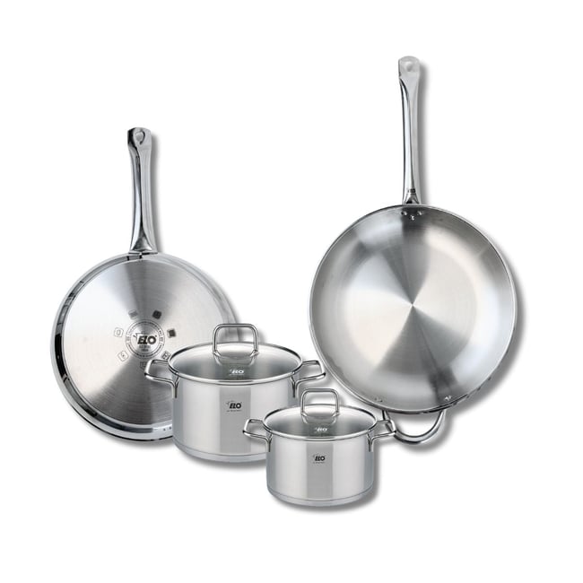 Batterie 2 poêles 28/32cm + 2 faitouts 16/20cm PROFI CITRIN inox <span itemprop=