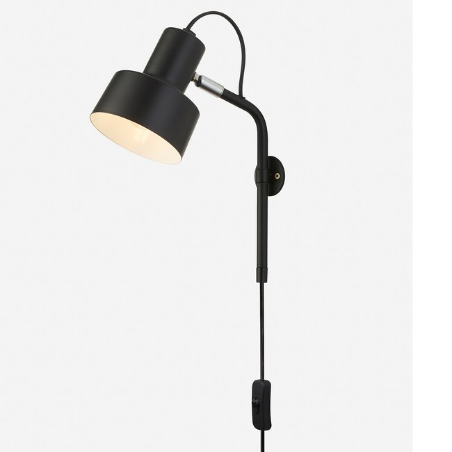 Black Metal Plug-In Outdoor Wall Light, black, SO'HOME
