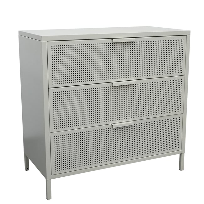 Commode 3 tiroirs, métal, JOEN Couleur beige <span itemprop=