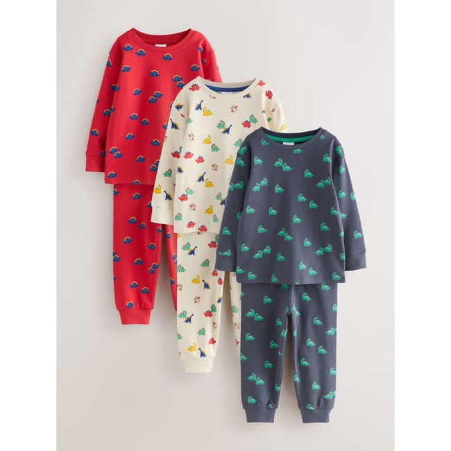 Pyjama douillet, lot de 3 bleu/rouge/crème <span itemprop=