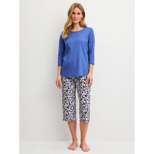manches 3/4 Coton FLOWER DREAMS deep cobalt <span itemprop=