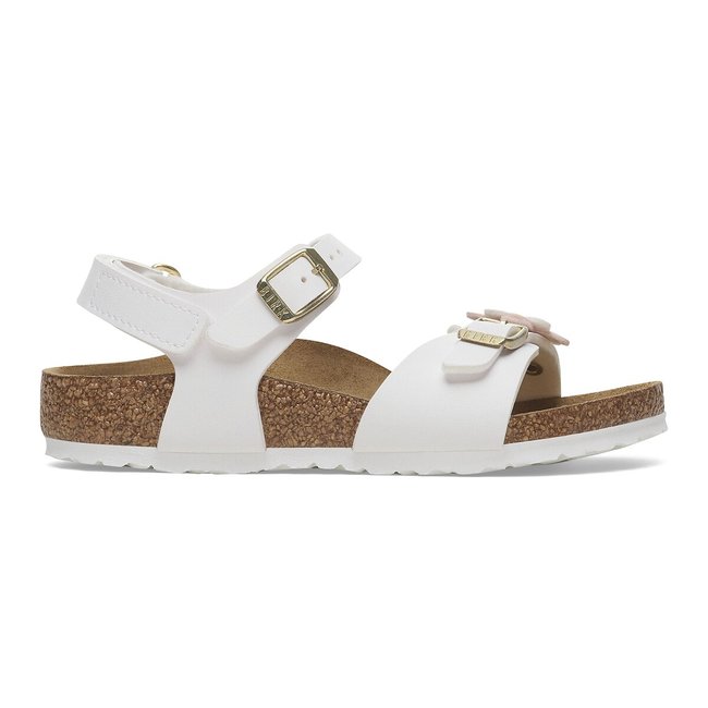 Sandálias Rio Kids Flower com presilha atrás branco <span itemprop=