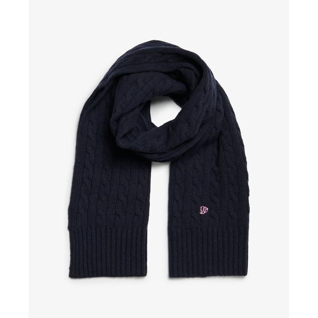 Écharpe Premium Cable Knit Classique bleu marine éclipse <span itemprop=