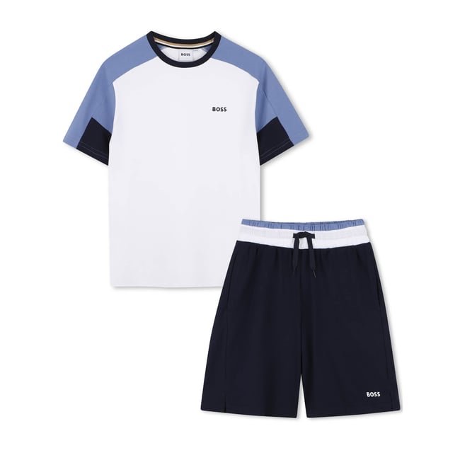 Ensemble t-shirt et bermuda bleu cargo <span itemprop=