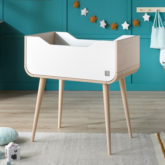 Berceau pieds bois blanc <span itemprop=