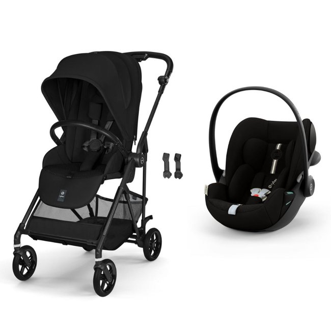 Pack poussette duo Melio Carbon 6 + siège auto Cloud G3 i-Size Tissu Plus noir magic black <span itemprop=