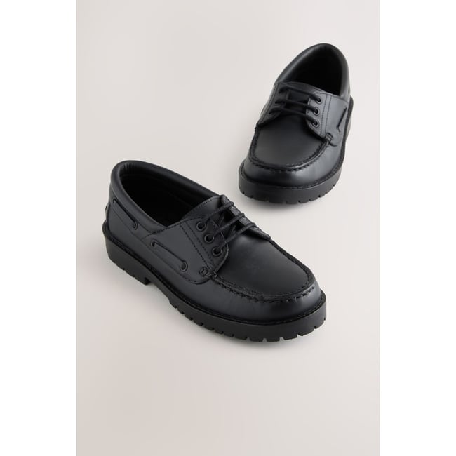 Chaussures bateau pour l’école à enfiler noir <span itemprop=