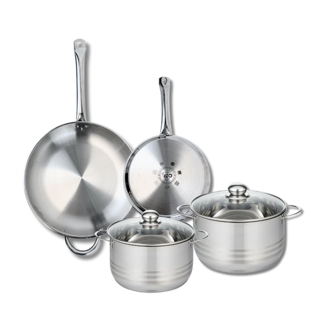 Batterie 2 poêles 24/32cm + 2 faitouts 20/24cm PROFI BRILLANT gris <span itemprop=