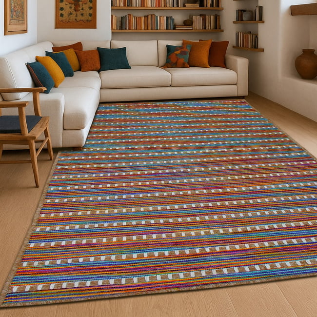 Tapis salon aspect jute salon   JUTA LOOK Couleur beige multicolore <span itemprop=