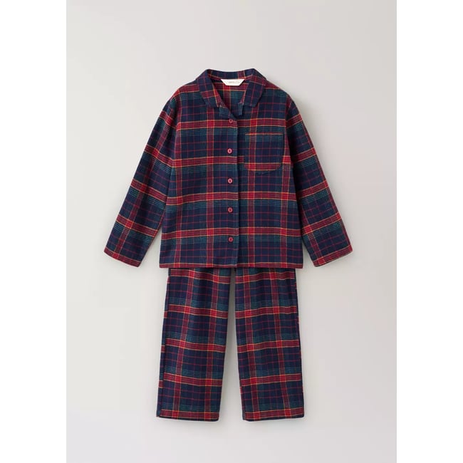 Pyjama complet en flanelle à carreaux bleu marine <span itemprop=