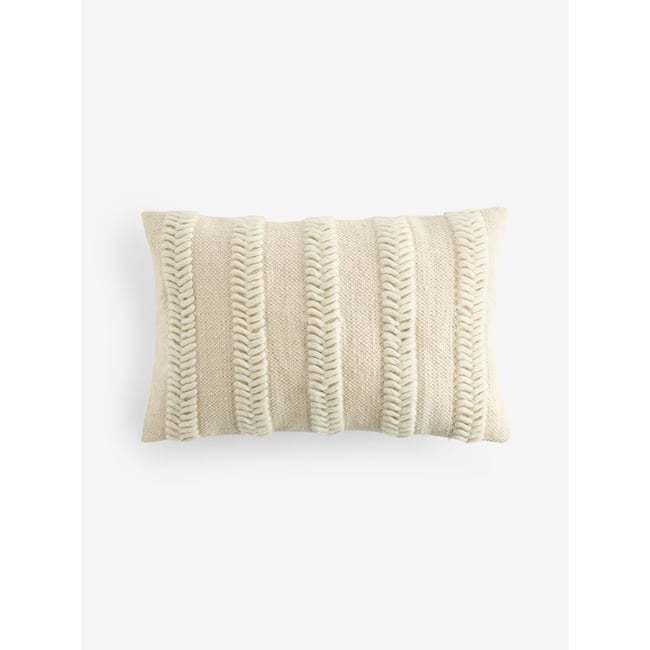 Coussin tissé à motif chevrons naturel <span itemprop=