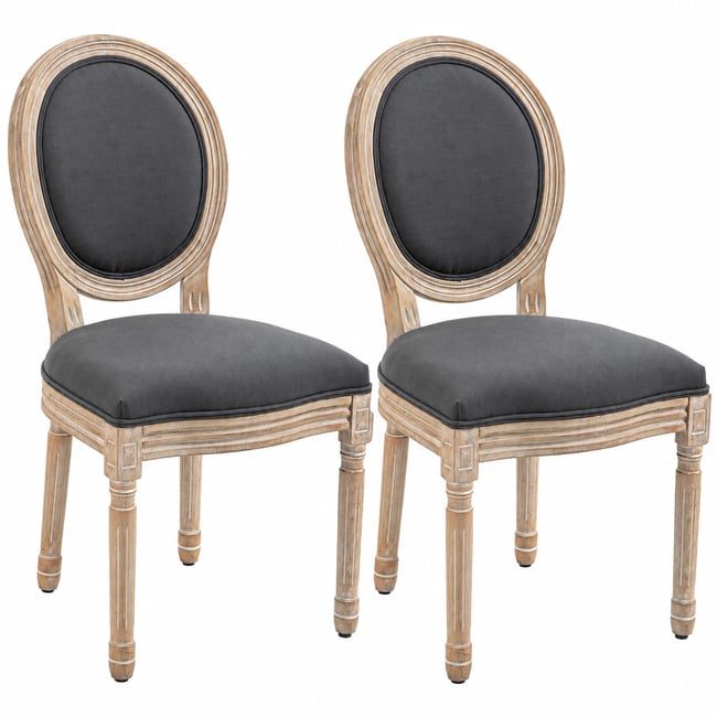 Chaise de salle à manger Tissu effet lin (100 gris <span itemprop=