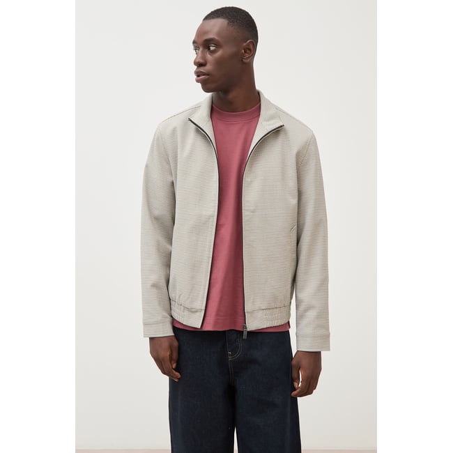Blouson col montant manches longues gris <span itemprop=