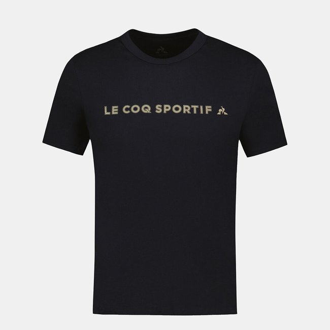 Short Sleeve T-Shirt with Gold Logo, black, LE COQ SPORTIF