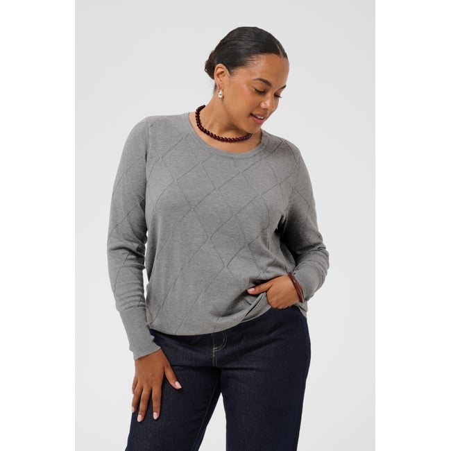 Pullover tricoté gris grey melange <span itemprop=