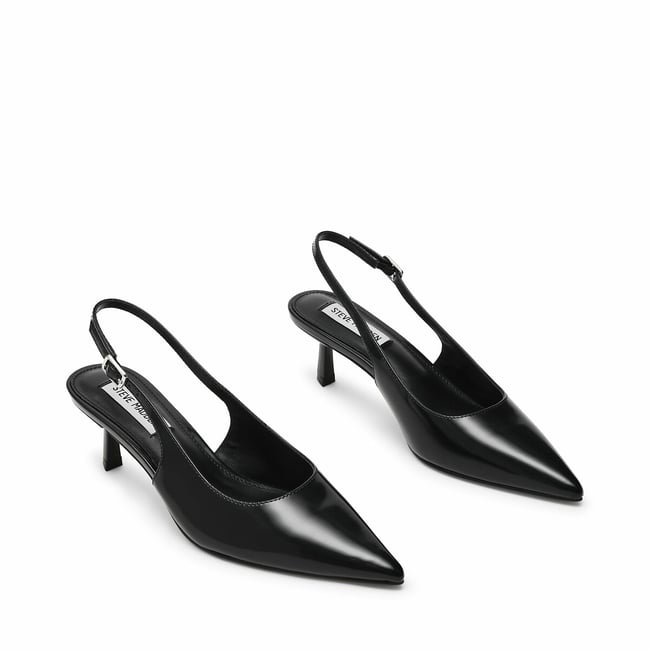 Escarpins slingback pointus en cuir Korra noir <span itemprop=