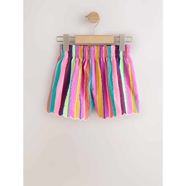 Short de plage rayures multicolores arc-en-ciel <span itemprop=