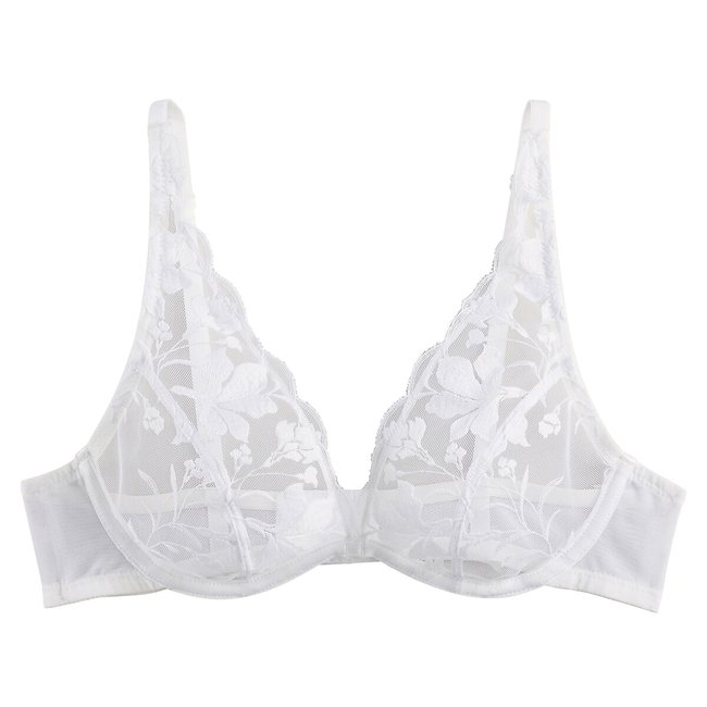 Soutien triângulo, em tule bordado, Jaiya branco <span itemprop=