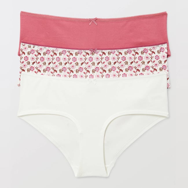Lot de 3 shorties GARANCE en coton BIO GOTS groseille <span itemprop=