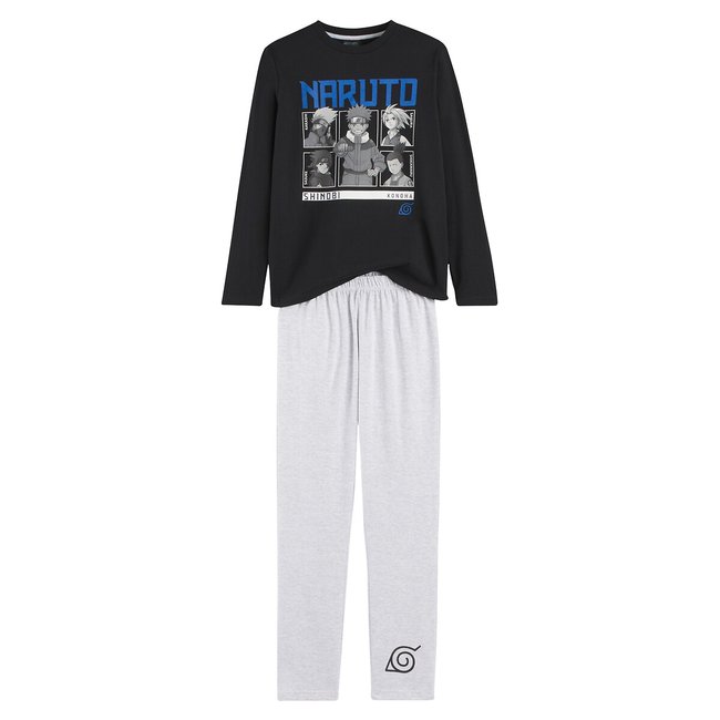 Schlafanzug Naruto mit einfarbiger Hose schwarz/grau meliert <span itemprop=
