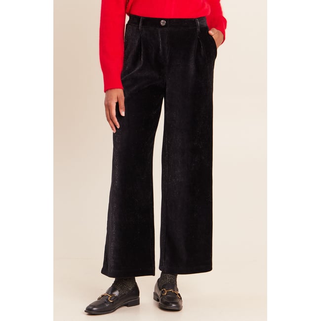 Pantalon en velours noir <span itemprop=