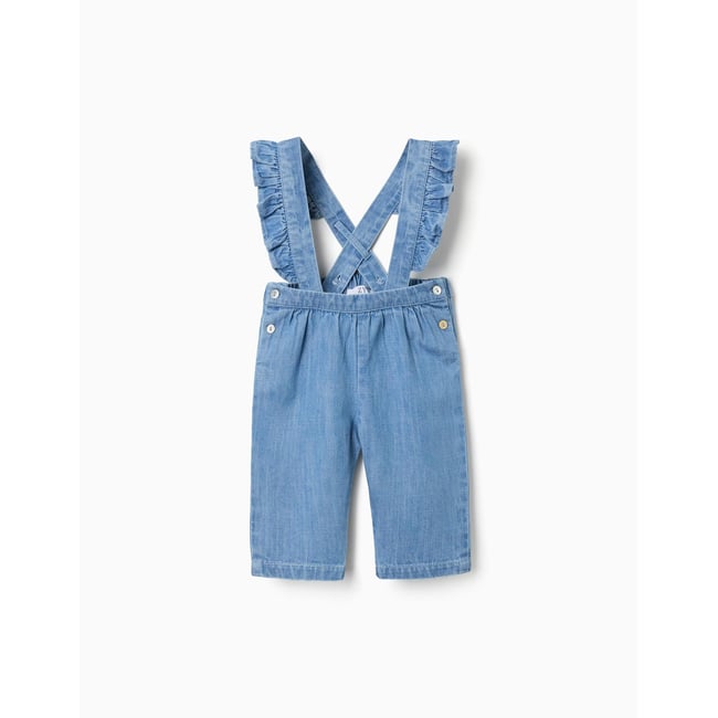 Pantalon en jean avec bretelles amovibles bleu <span itemprop=